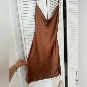 Dark brown silk Princess Polly mini dress